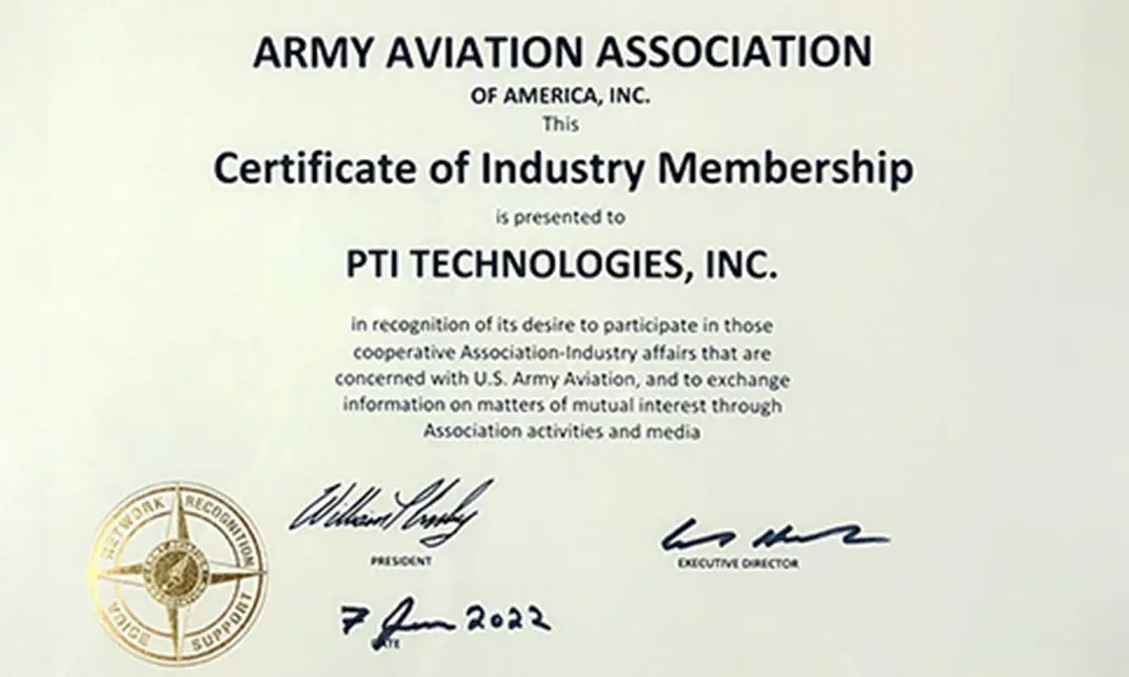 Image of Army Aviation Association Certificate