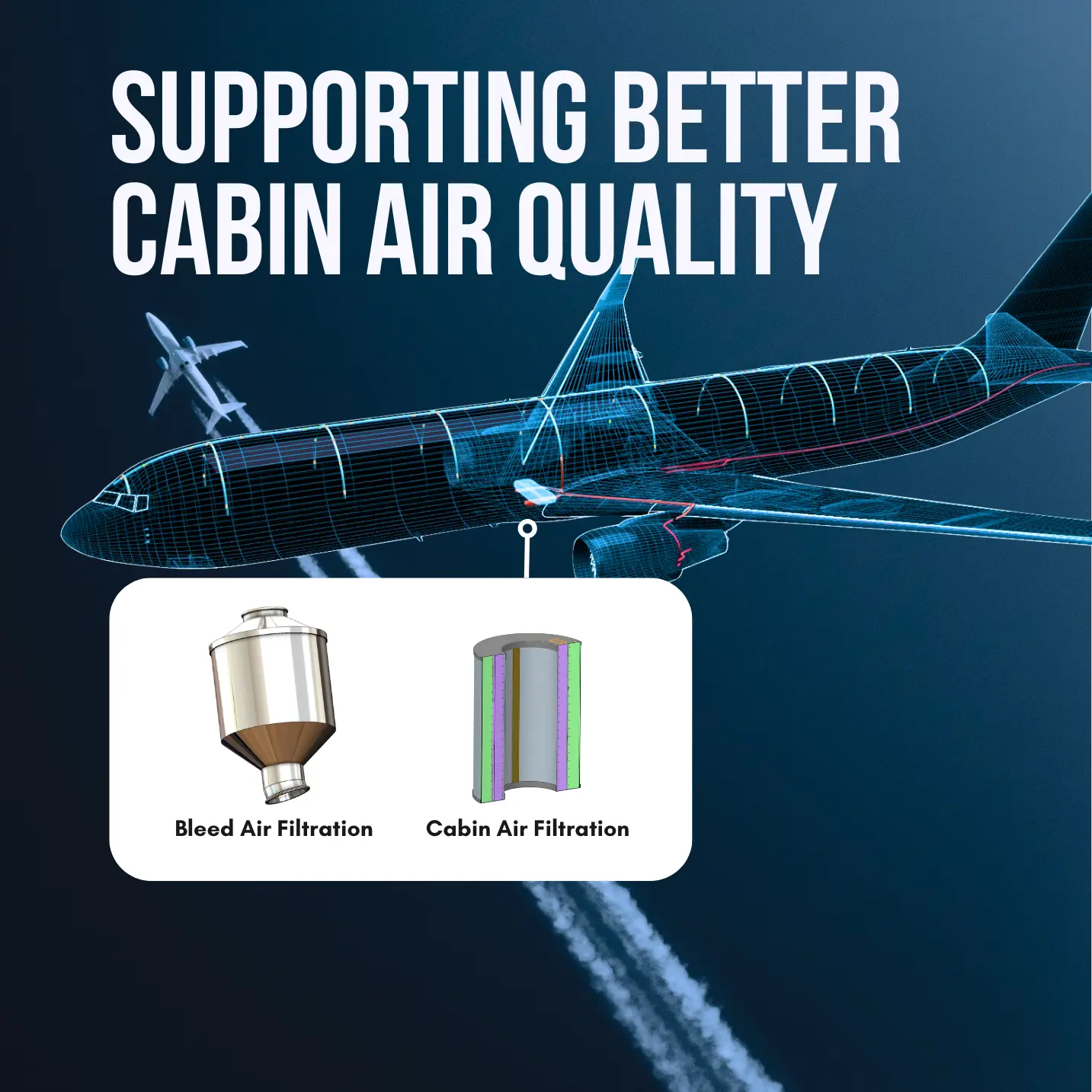 Illustration of airplane cabin air filter